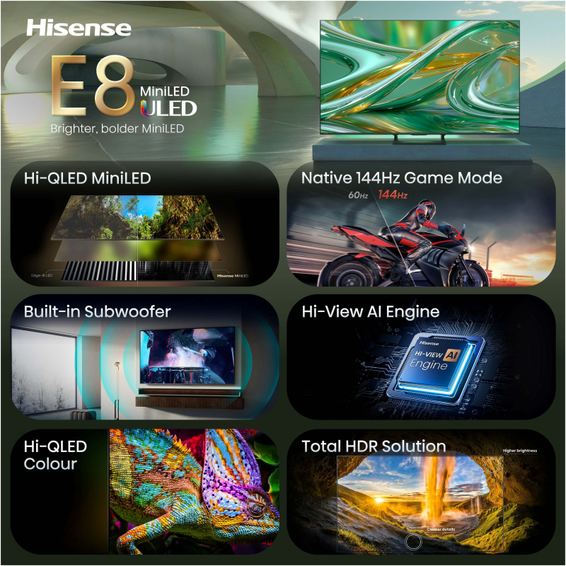 Alternative view of HISENSE TV ULED (Mini LED) 65E8S Smart TV 4K 144 Hz