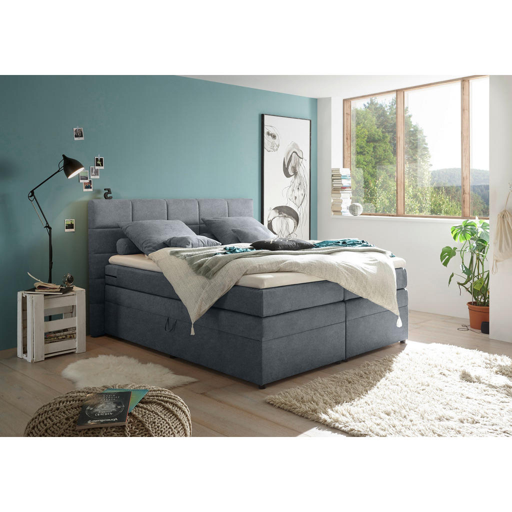 POSTELJA BOXSPRING 180 cm  x 200 cm , tekstil antracit