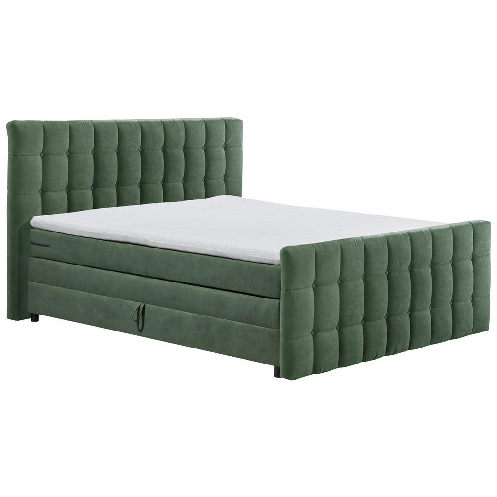 POSTELJA BOXSPRING 180 cm  x 200 cm , tekstil, leseni material olivno zelena