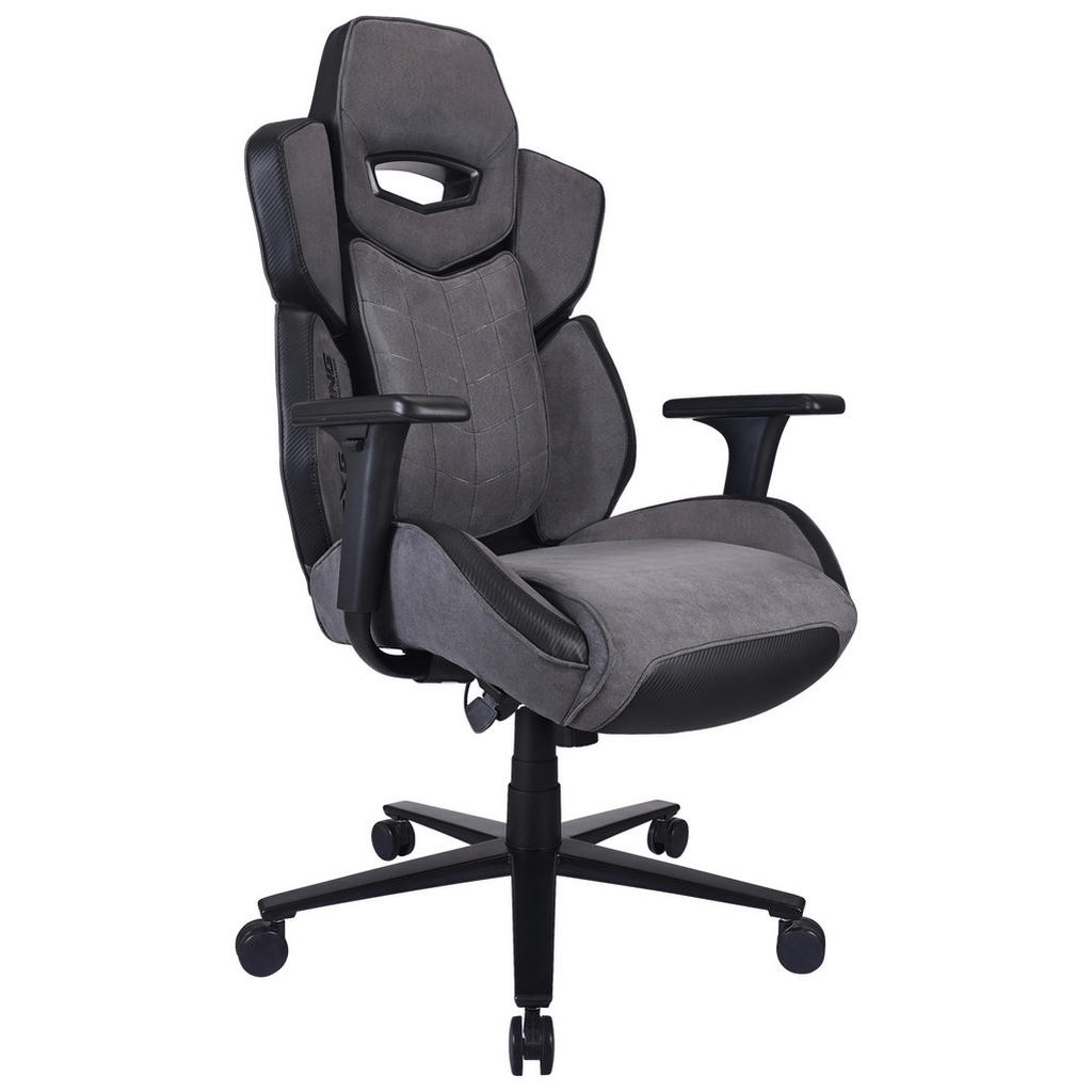 GAMING STOL kovina, umetna masa, tekstil siva, črna