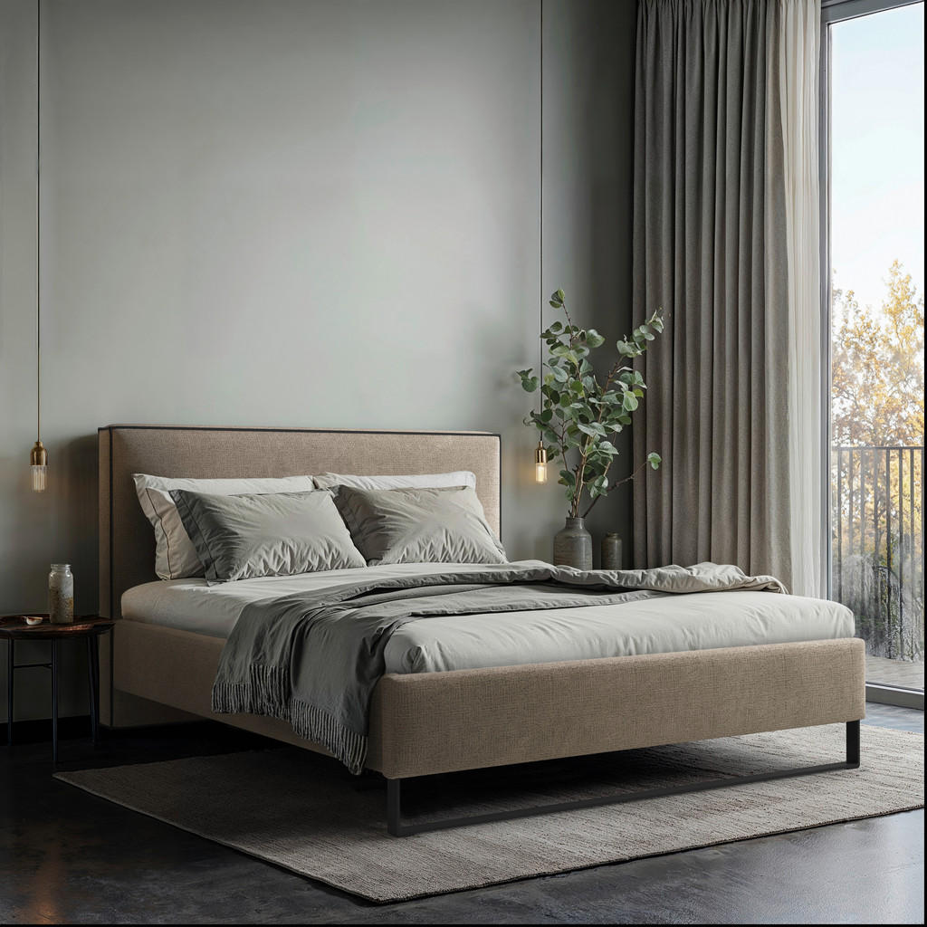 OBLAZINJENA POSTELJA 140 cm x 200 cm , les, tekstil, leseni material rjava