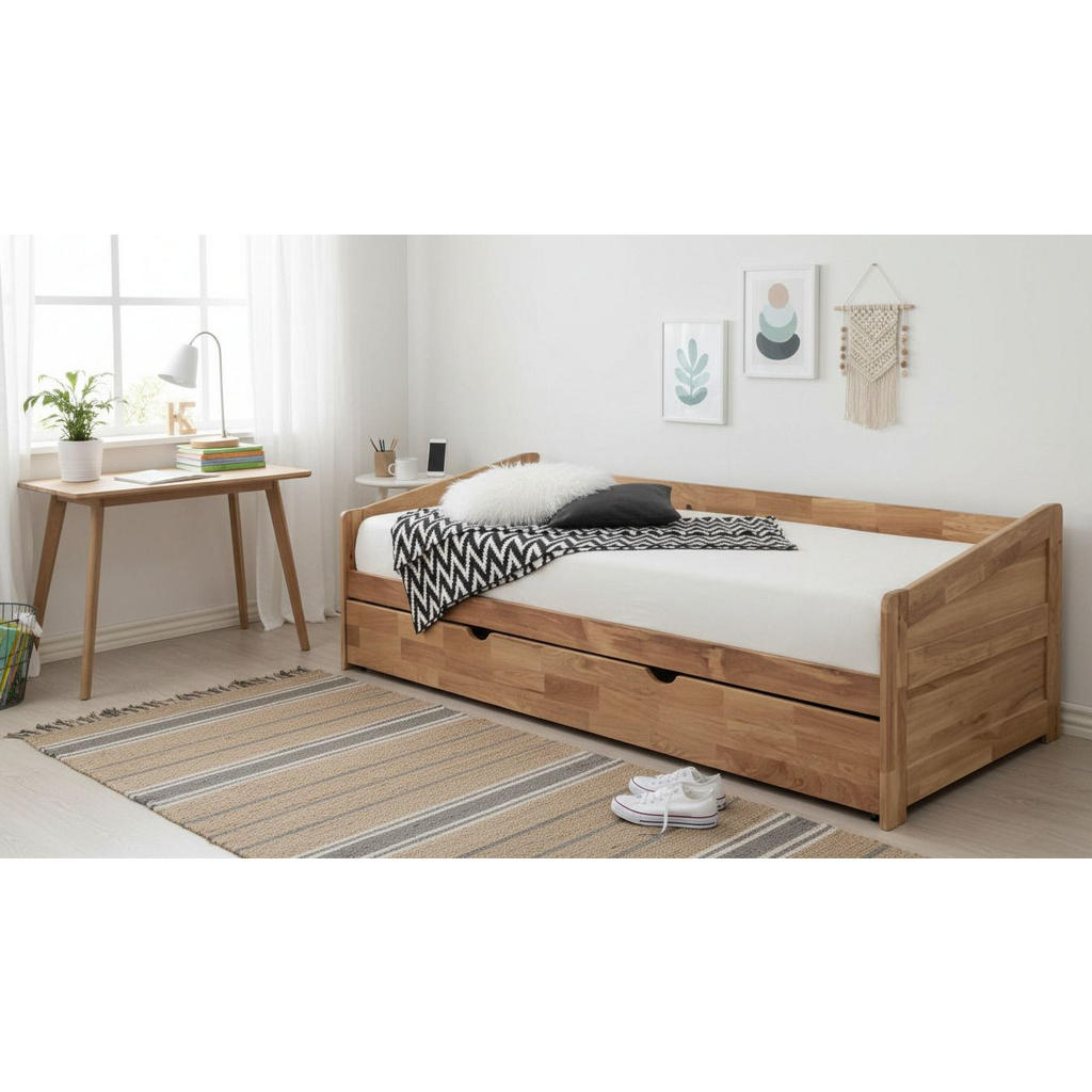 RAZTEGLJIVA POSTELJA 90 cm  x 200 cm , barve hrasta