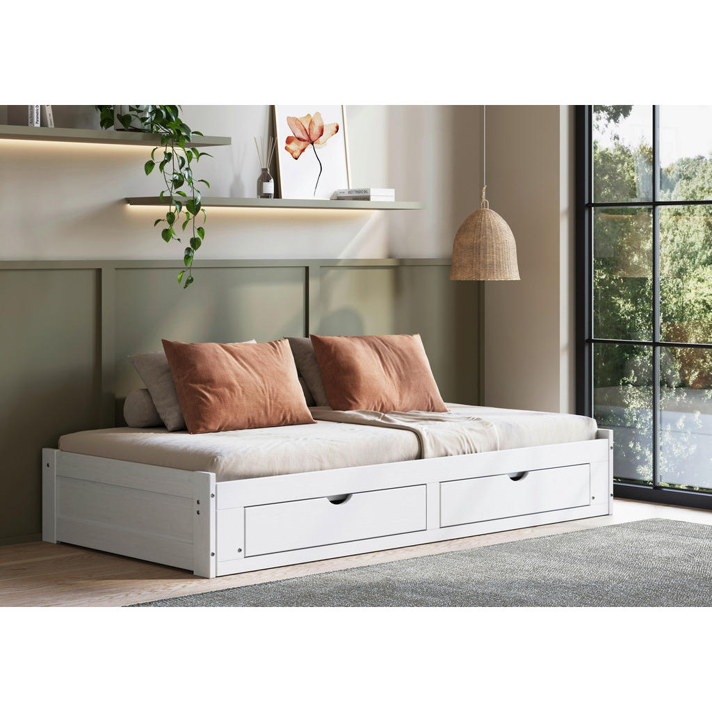 RAZTEGLJIVA POSTELJA 90-180 cm x 200 cm , bela