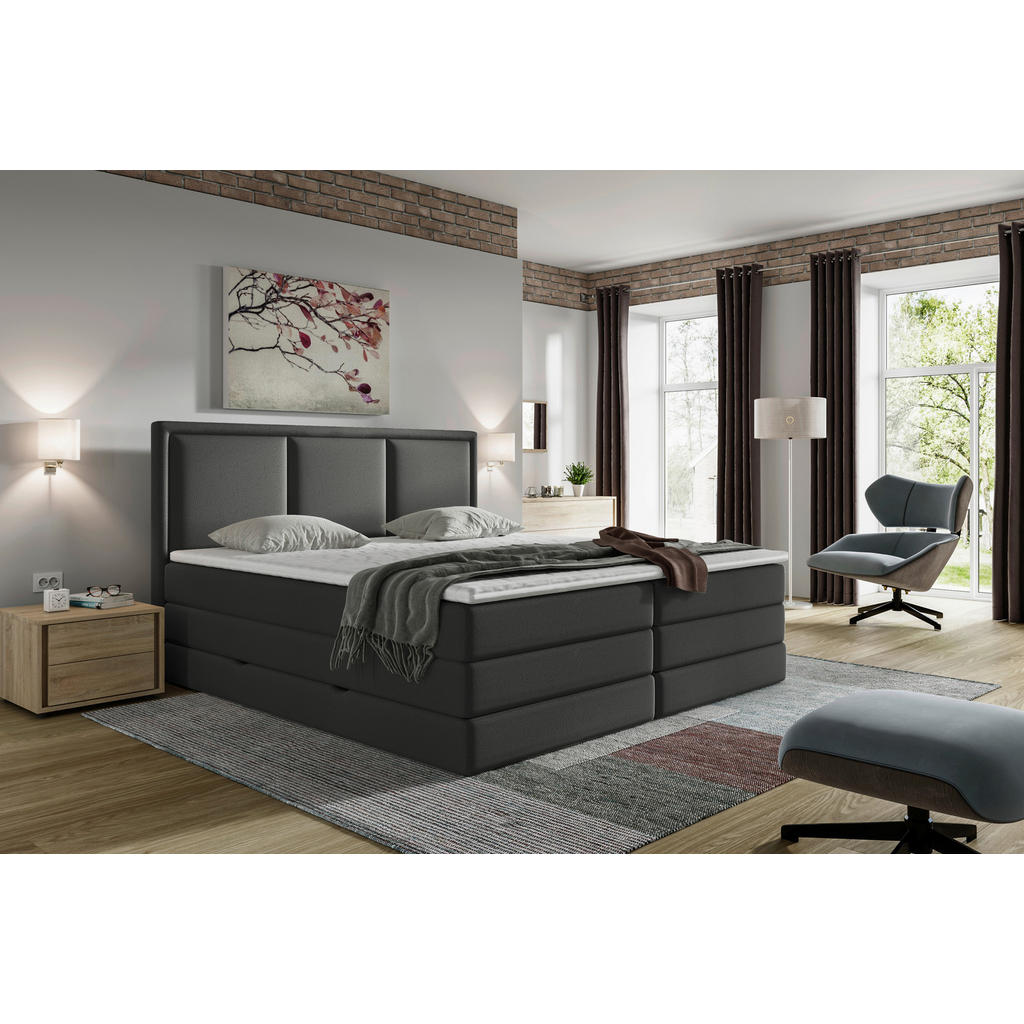POSTELJA BOXSPRING 180 cm  x 200 cm , tekstil antracit