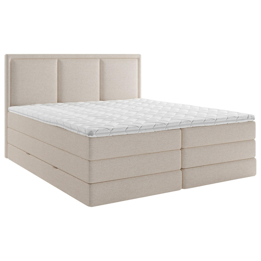 BOXSPRING POSTELJA 160 cm x 200 cm , tekstil naravne barve