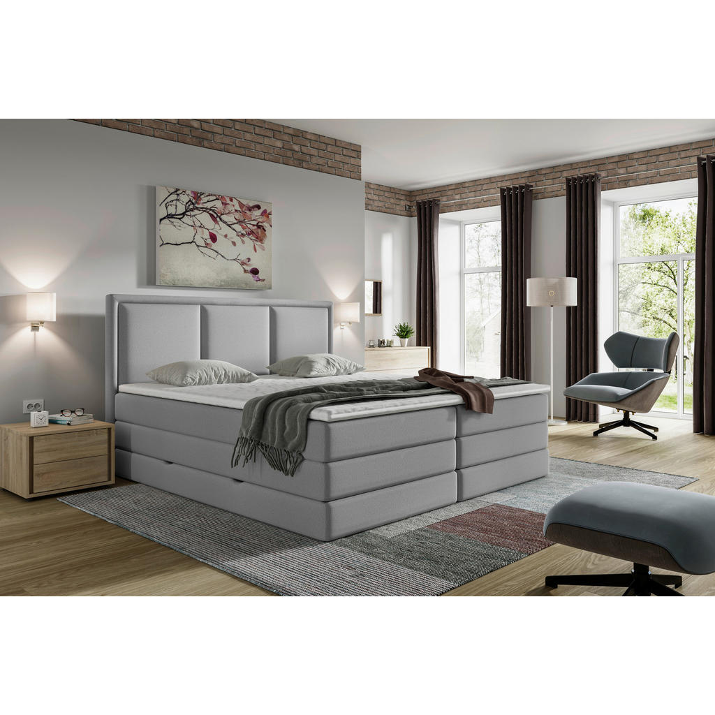 POSTELJA BOXSPRING 180 cm  x 200 cm , tekstil rjavosiva