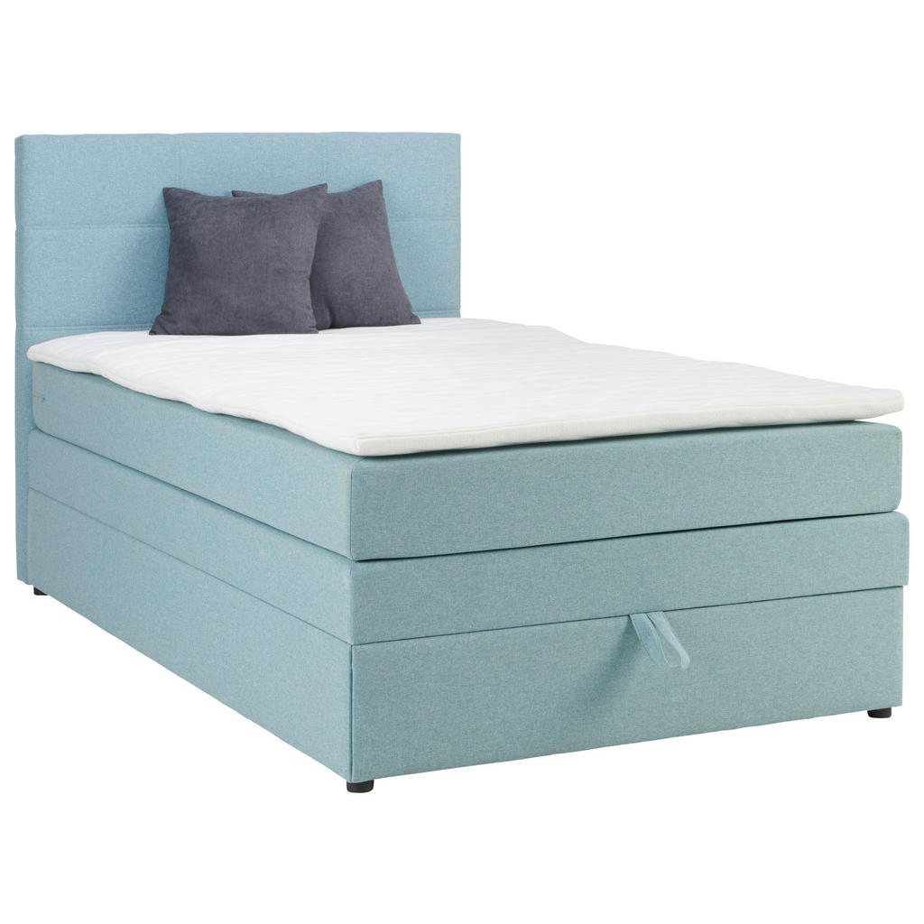 BOXSPRING POSTELJA 120 cm x 200 cm , tekstil svetlo modra