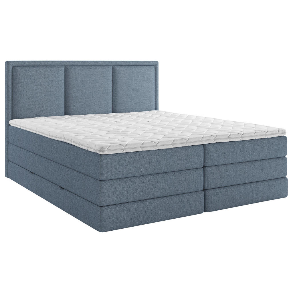 POSTELJA BOXSPRING 200 cm  x 200 cm , tekstil temno modra