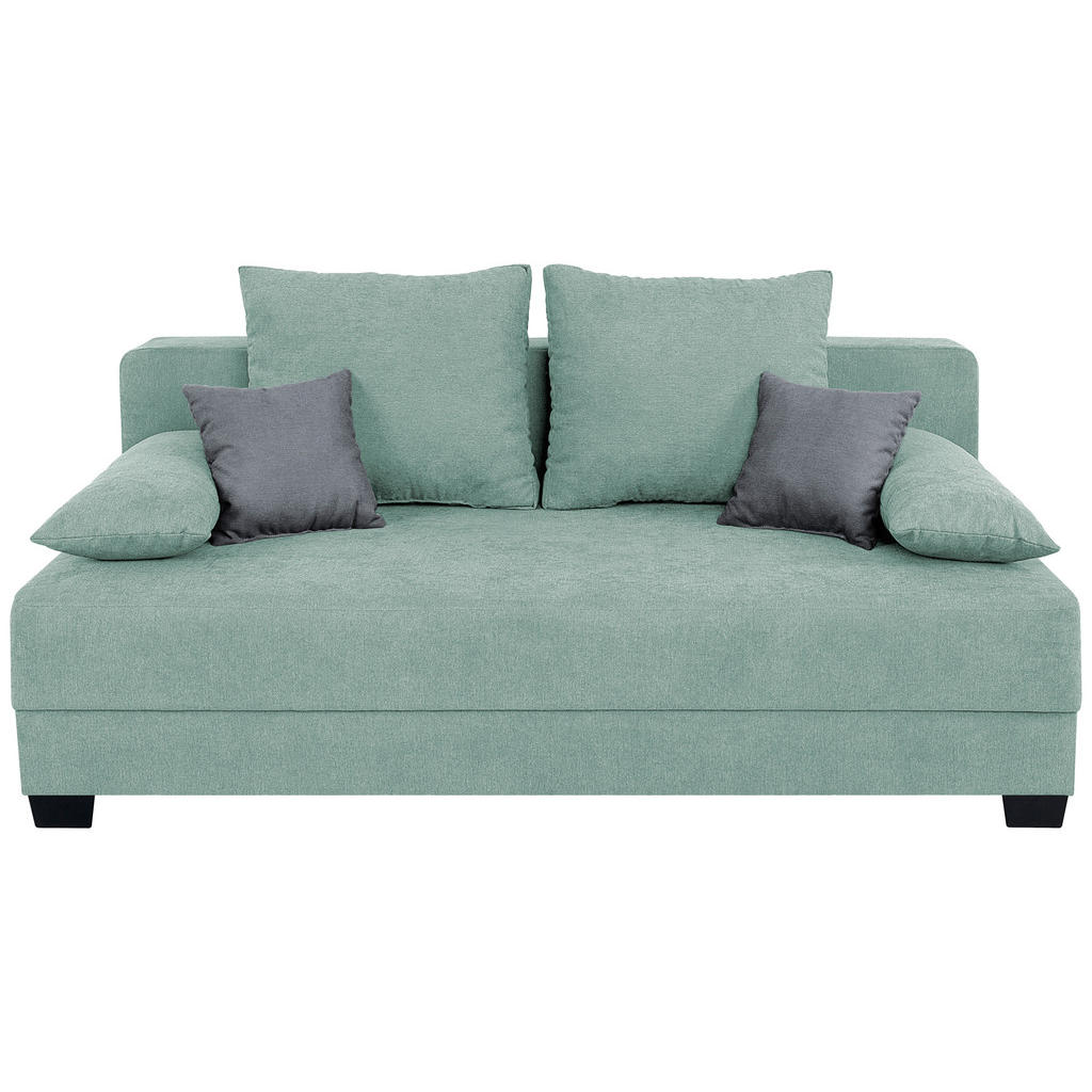 BOXSPRING ZOFA, metino zelena tekstil, leseni material