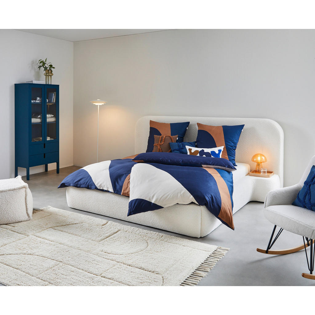 OBLAZINJENA POSTELJA 140 cm  x 200 cm , tekstil, leseni material bela