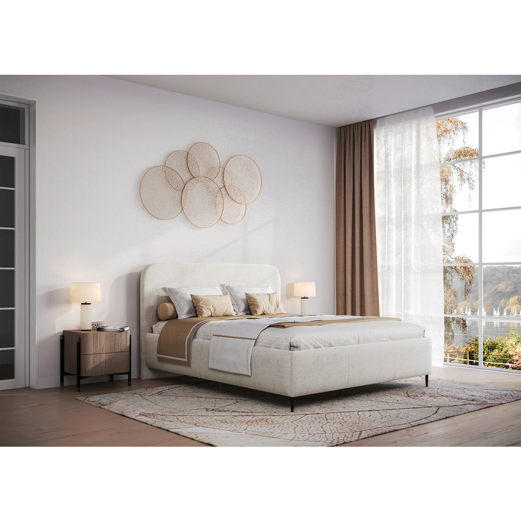 OBLAZINJENA POSTELJA 140 cm  x 200 cm , les, tekstil, leseni material bela