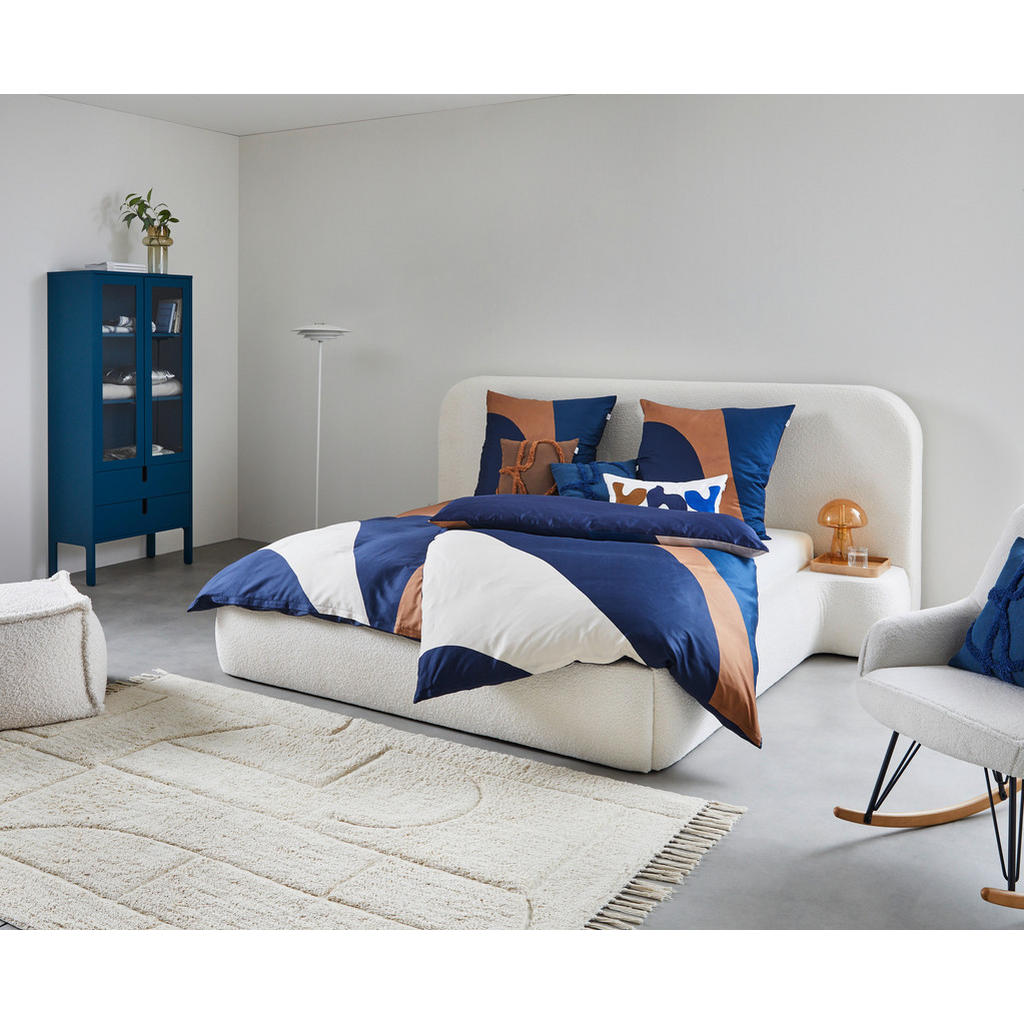 OBLAZINJENA POSTELJA 180 cm  x 200 cm , tekstil, leseni material bela