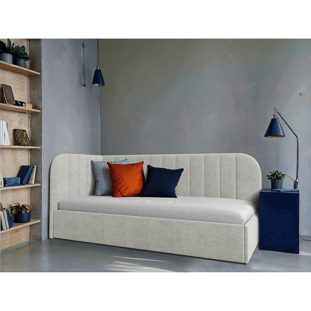 OBLAZINJENA POSTELJA 90 cm x 200 cm , les, tekstil, leseni material bež