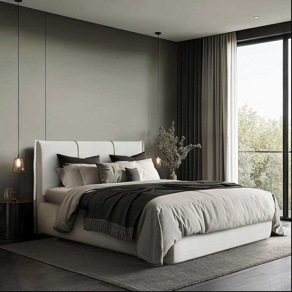 OBLAZINJENA POSTELJA 140 cm x 200 cm , les, tekstil, leseni material krem barve