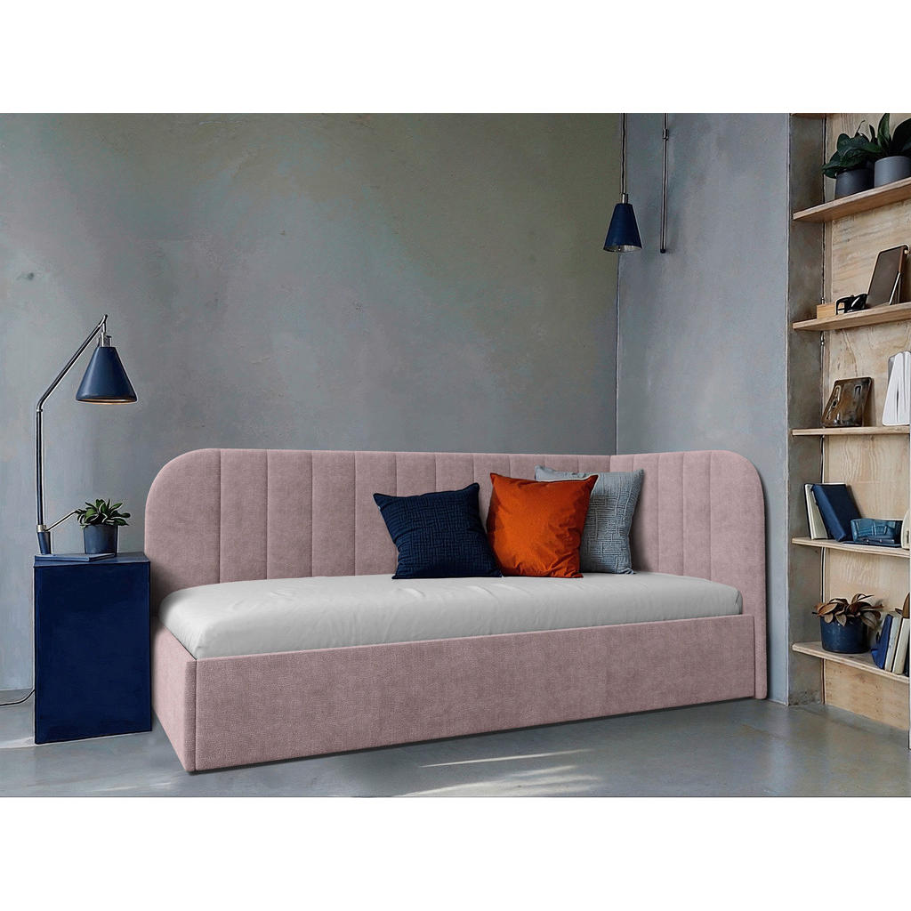 OBLAZINJENA POSTELJA 90 cm x 200 cm , les, tekstil, leseni material roza