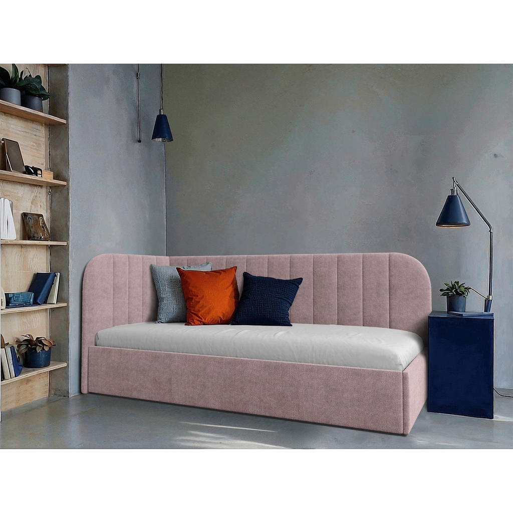 OBLAZINJENA POSTELJA 90 cm x 200 cm , les, tekstil, leseni material roza