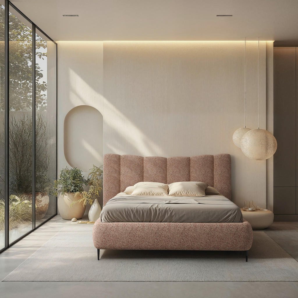 OBLAZINJENA POSTELJA 160 cm  x 200 cm , les, tekstil, leseni material roza