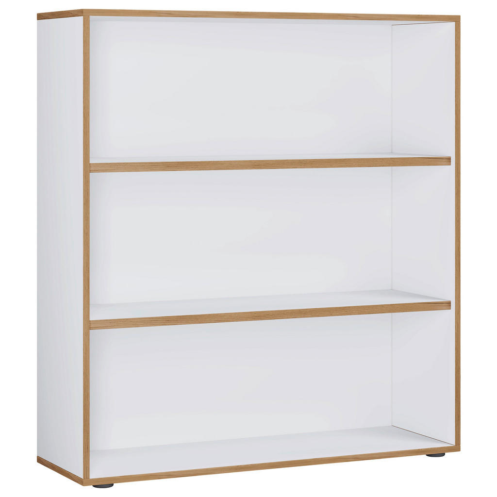 PISARNIŠKI REGAL 100/110/33 cm bela, medeni hrast