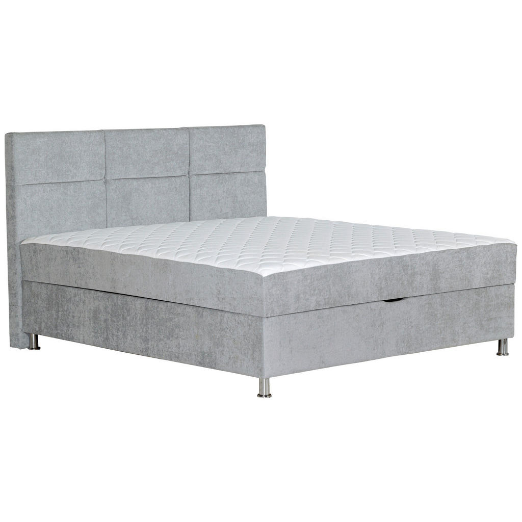 POSTELJA Z VZMETNICO 140 cm x 200 cm , les, tekstil, leseni material svetlo siva