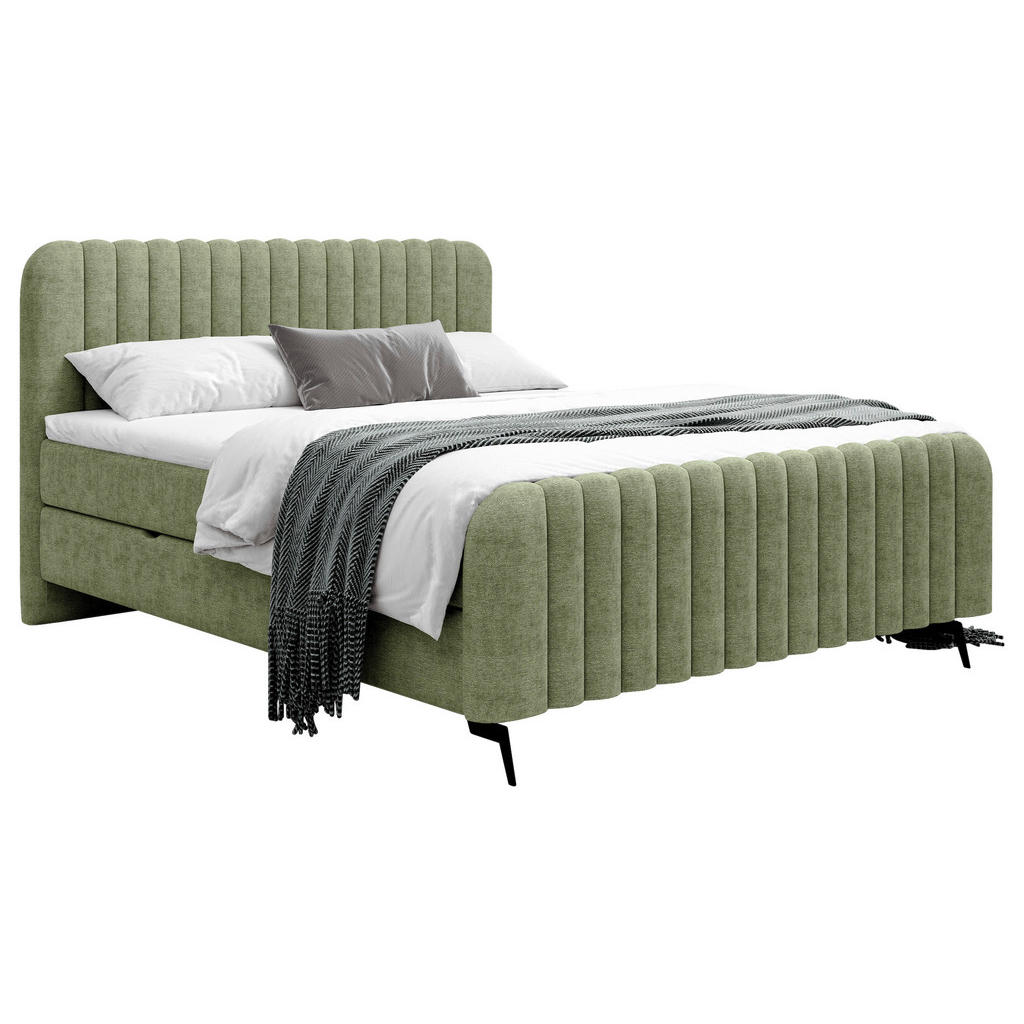 POSTELJA Z VZMETNICO 160 cm  x 200 cm , les, tekstil, leseni material zelena