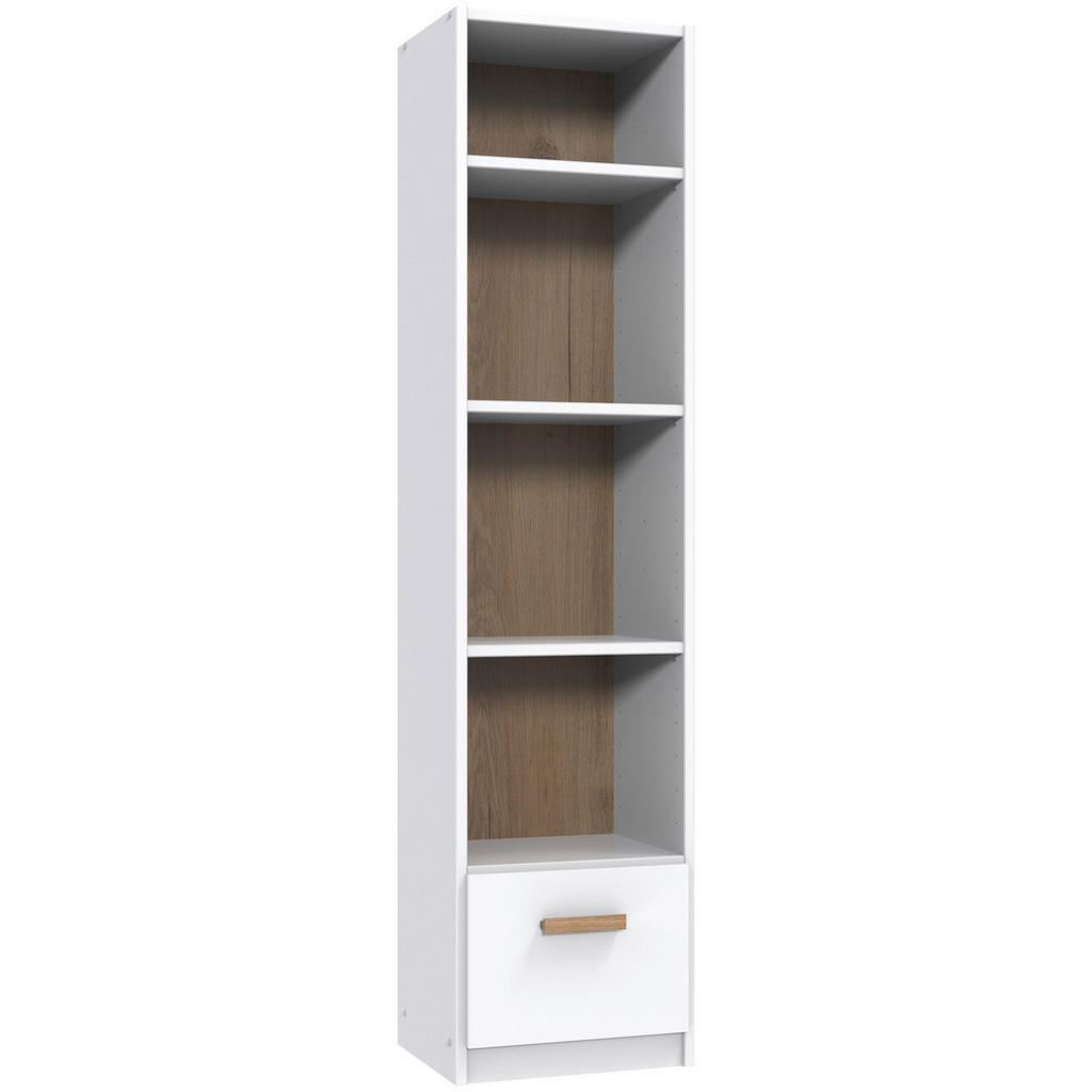 REGAL 47/197/40 cm bela, barve hrasta