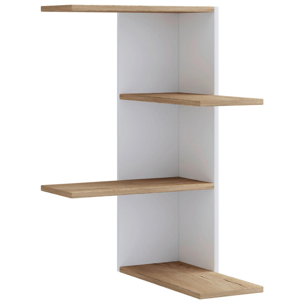 KOTNI REGAL 45/77/45 cm bela, medeni hrast
