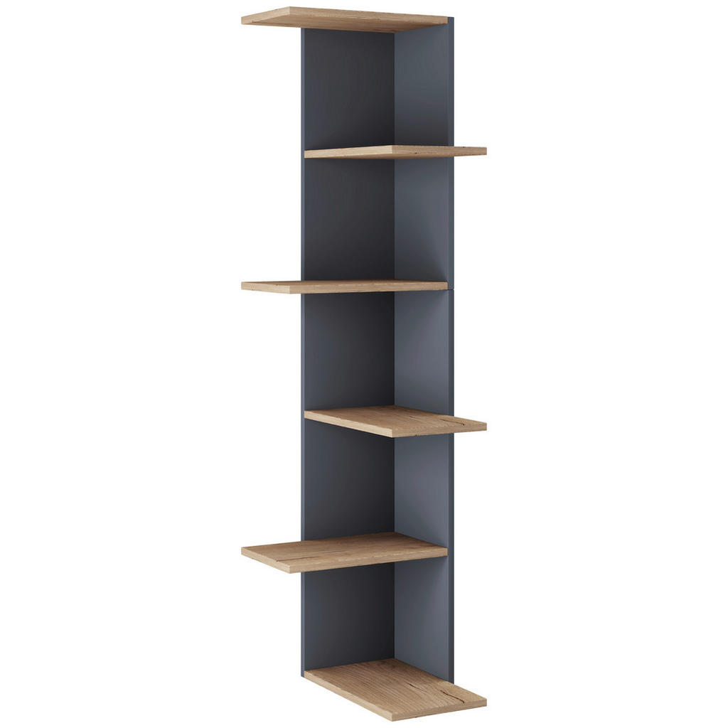 KOTNI REGAL 37/140/37 cm črna, medeni hrast