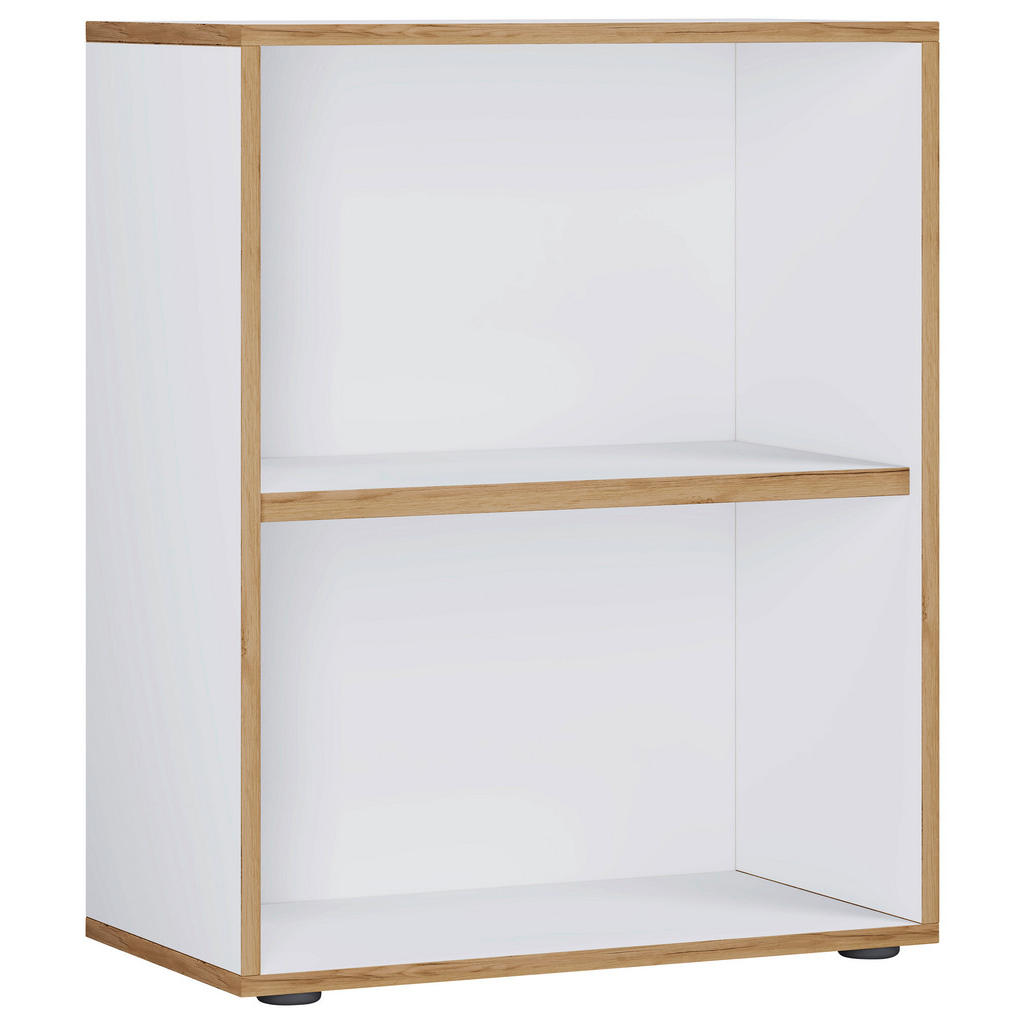 PISARNIŠKI REGAL 60/74/33 cm bela, medeni hrast