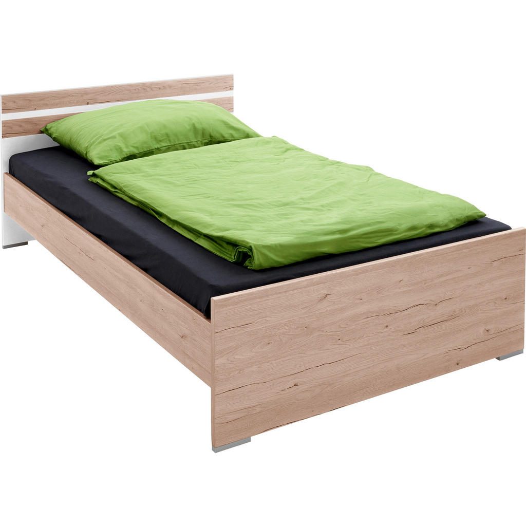 POSTELJA 140 cm x 200 cm , leseni material bela, barve hrasta