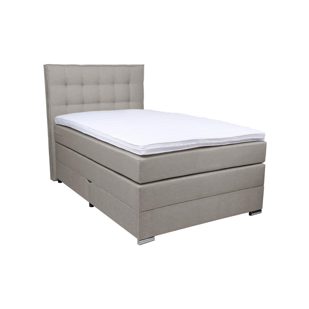 BOXSPRING POSTELJA 120 cm x 200 cm , tekstil siva