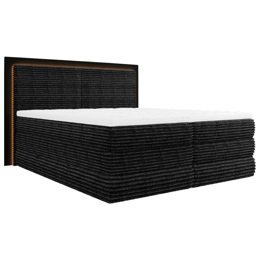 BOXSPRING POSTELJA 180 cm x 200 cm , tekstil črna