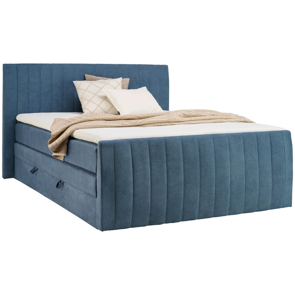 BOXSPRING POSTELJA 160 cm x 200 cm , tekstil modra