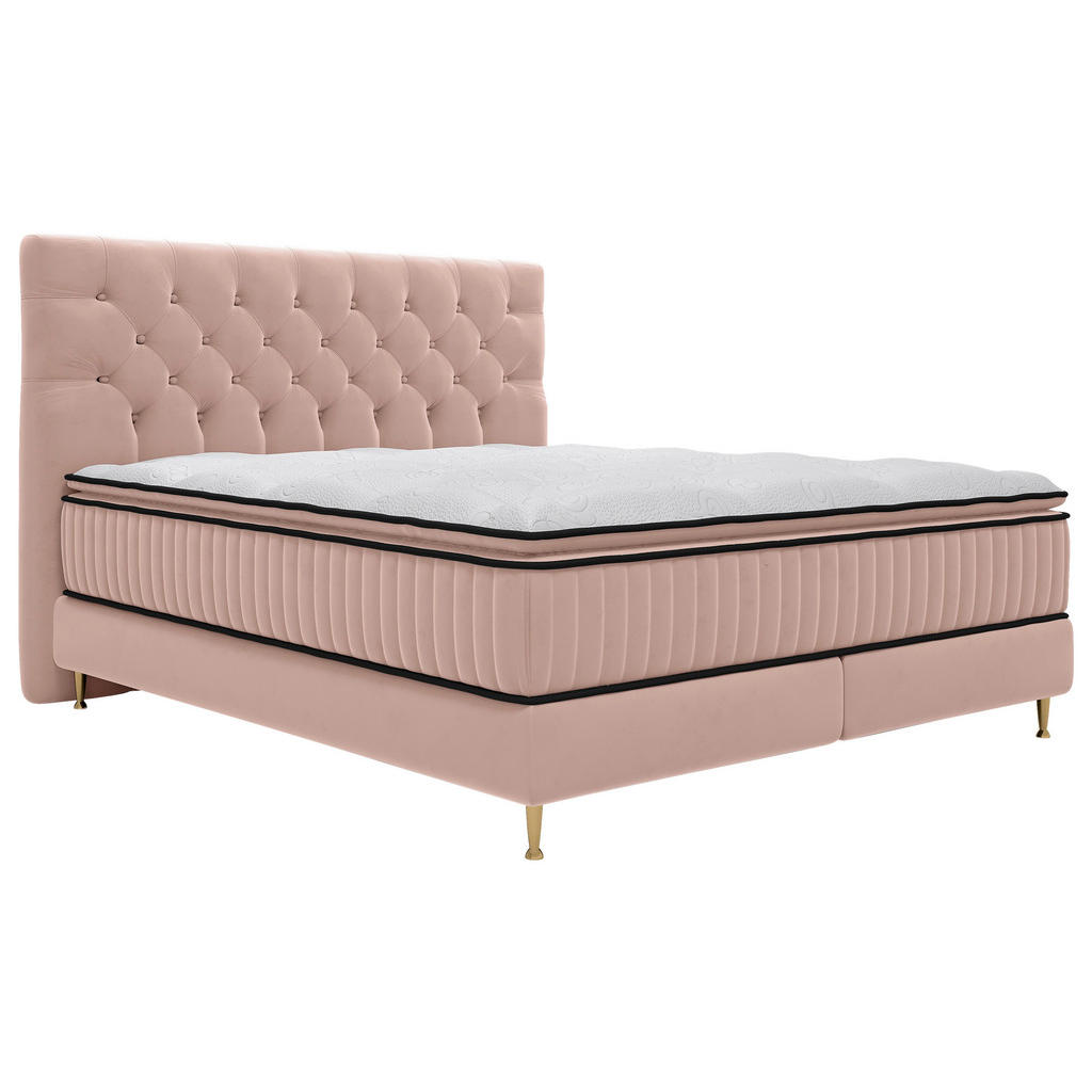 BOXSPRING POSTELJA 180 cm x 200 cm , tekstil svetlo roza