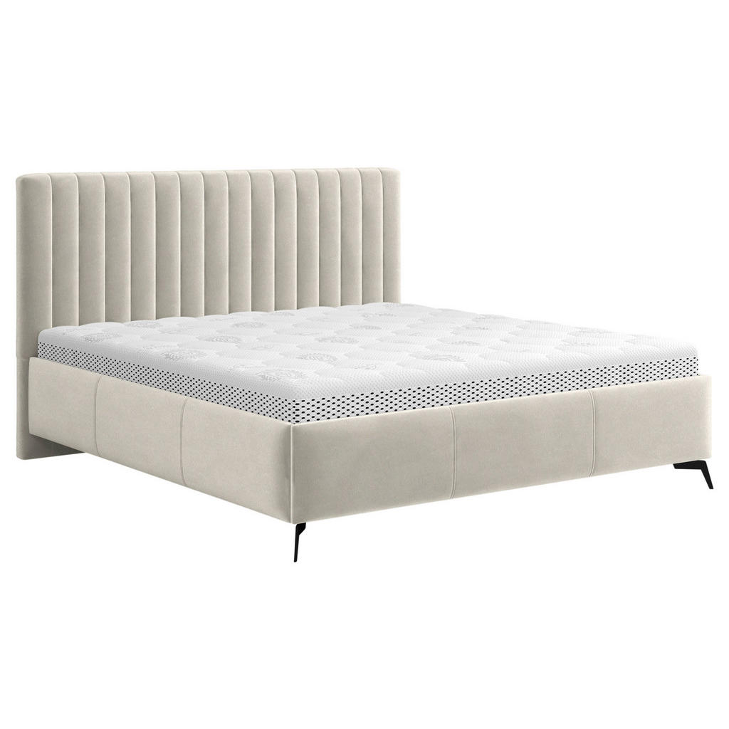 OBLAZINJENA POSTELJA 140 cm x 200 cm , tekstil bež
