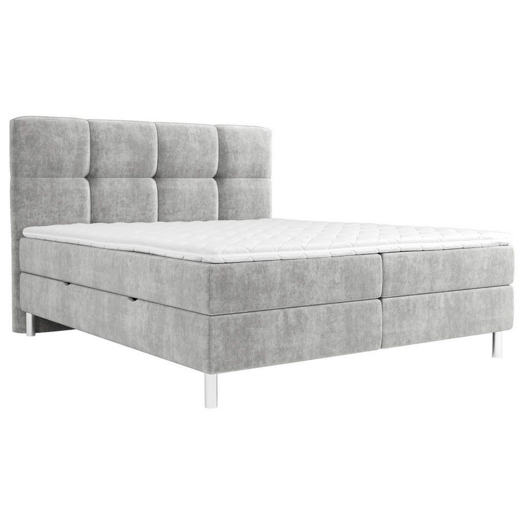 POSTELJA Z VZMETNICO 160 cm x 200 cm , tekstil svetlo siva