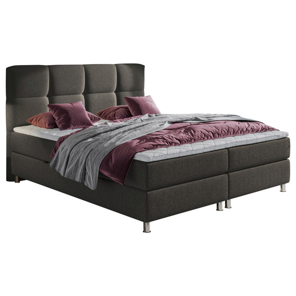 POSTELJA Z VZMETNICO 160 cm x 200 cm , tekstil temno rjava