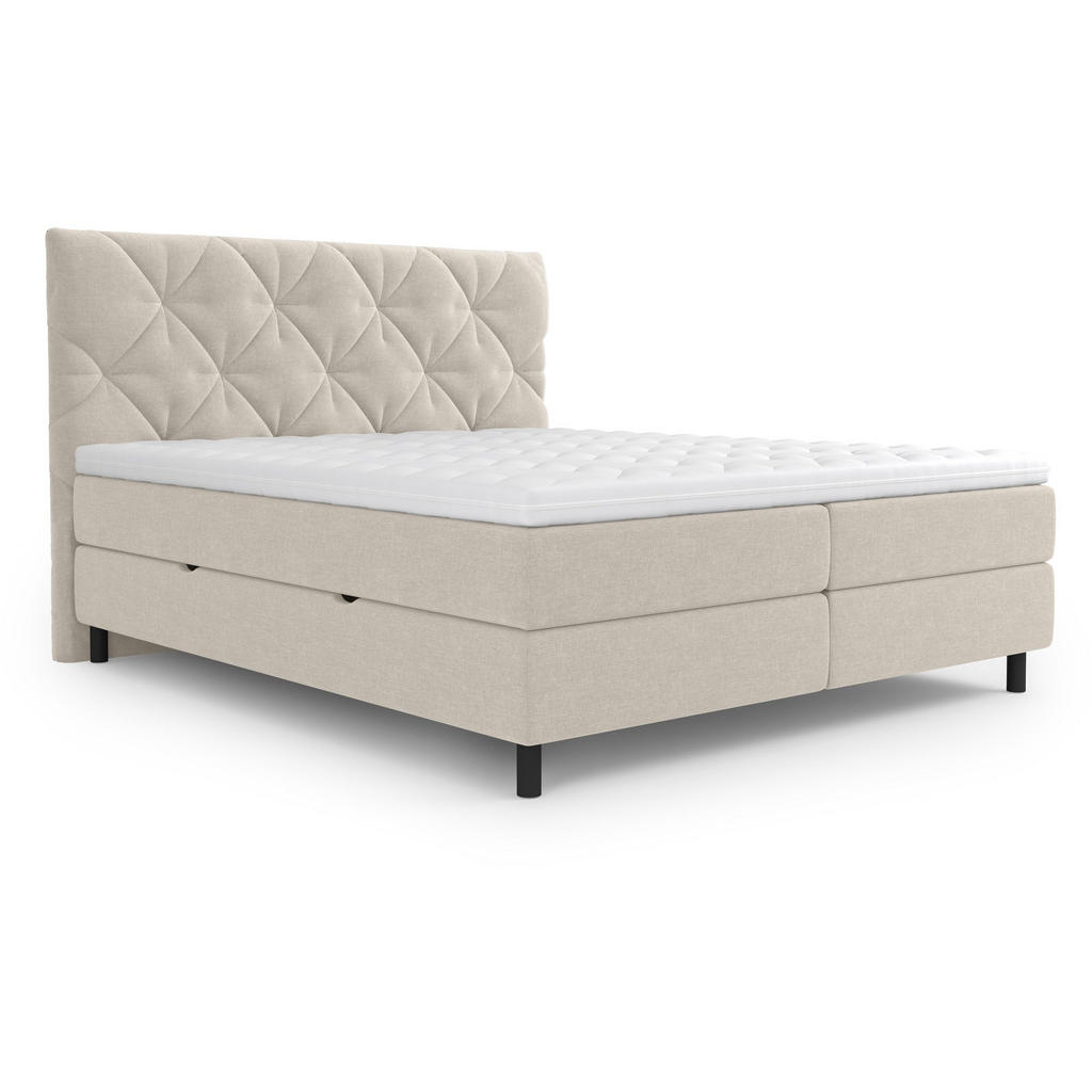 POSTELJA Z VZMETNICO 160 cm x 200 cm , tekstil naravne barve